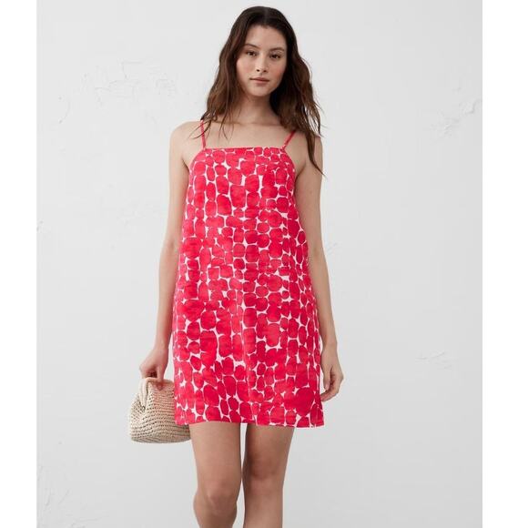 BANANA REPUBLIC Linen Blend Strappy Mini Dress Pink Pebble Preppy Summer Sz XS - Picture 1 of 8
